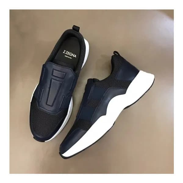 제냐 남성 이니셜 블랙 스니커즈 - Mens Black Sneakers - zeg0377x - 1