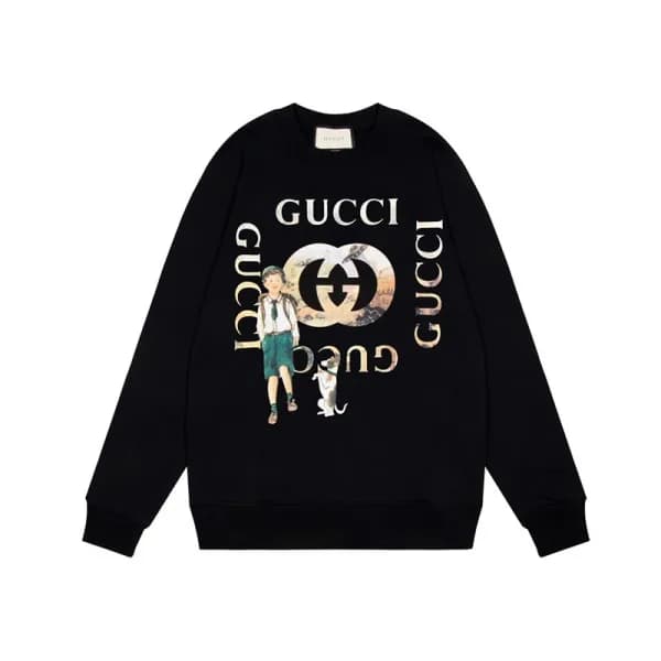 구찌 남/녀 캐쥬얼 블랙 맨투맨 - Unisex Black Tshirts - Guc0506… - 1