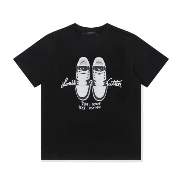 루이비통 남성 블랙 크루넥 반팔티 - Mens Black Tshirts - lou05190… - 1