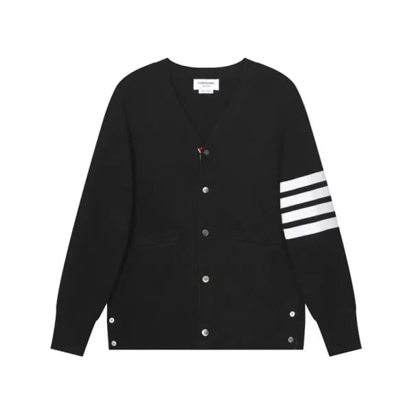 톰브라운 남성 브이넥 블랙 가디건 - Mens Black Cardigan - thom061… - 1