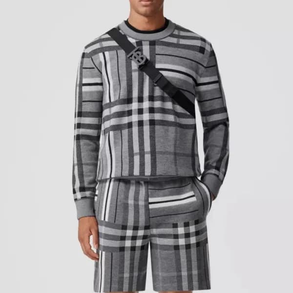 버버리 남성 크루넥 그레이 니트 - Burberry Mens Gray Knits - bu0… - 1
