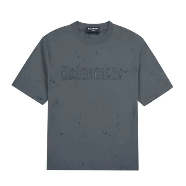 발렌시아가 남성 크루넥 그레이 반팔티 - Balenciaga Mens Gray Short … - 1