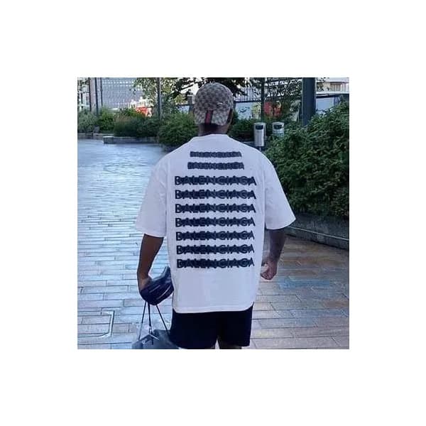 발렌시아가 남성 화이트 크루넥 반팔티 - Balenciaga Mens White Short… - 1