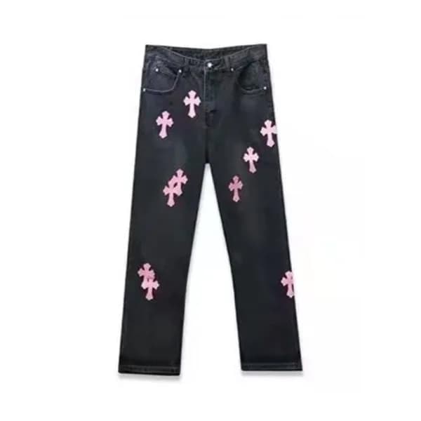 크롬하츠 남성 트렌디 블랙 청바지 - Chrom Hearts Mens Black Jeans… - 1