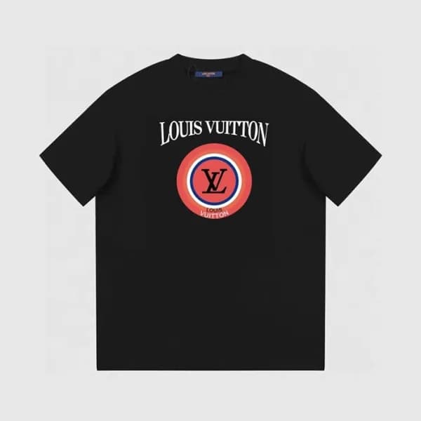 루이비통 남성 블랙 크루넥 반팔티 - Louis vuitton Mens Black Shor… - 1