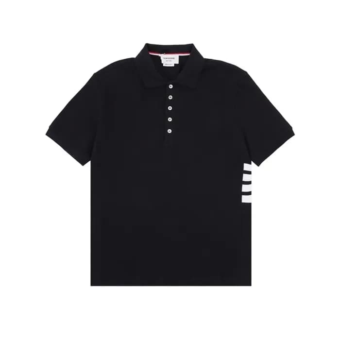톰브라운 남성 블랙 폴로 반팔티 - Thom Browne Mens Black Tshirts… - 1