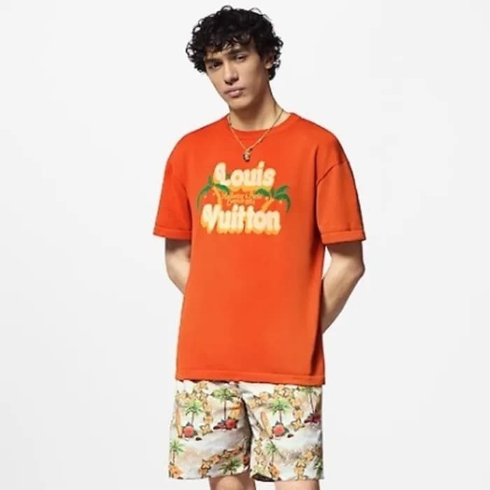 루이비통 남성 오렌지 반팔 티셔츠 - Louis vuitton Mens Orange Tsh… - 1