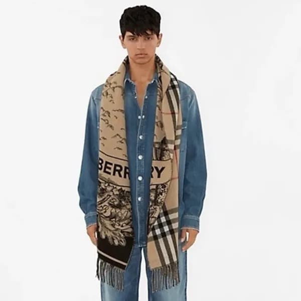 버버리 남/녀 양면 머플러 - Burberry Unisex Beige Muffler - a… - 1