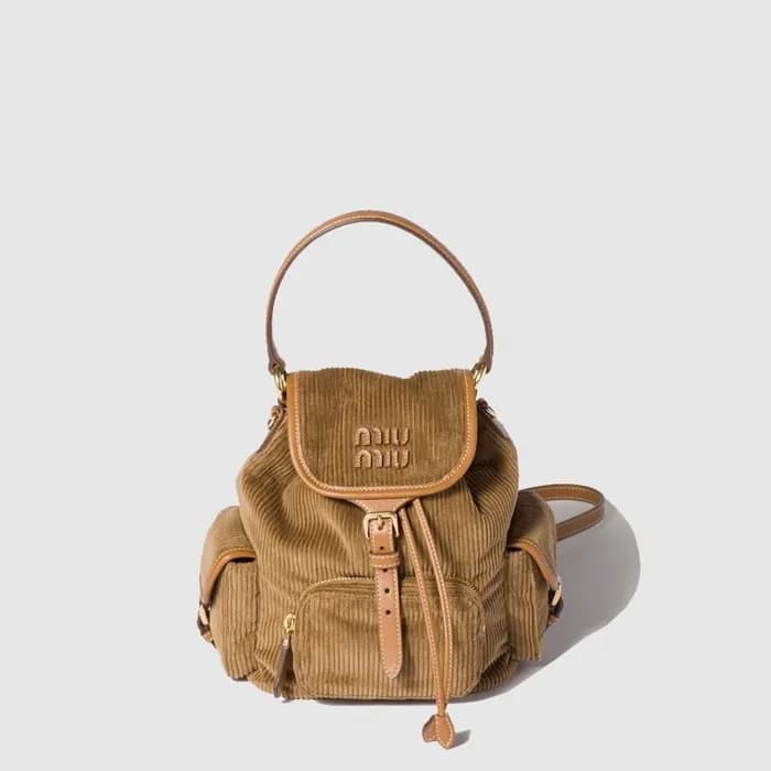 미우미우 여성 코듀로이 백팩 - MiuMiu Womens Corduroy Backpack … - 1