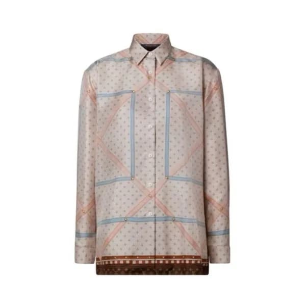 루이비통 여성 트렁크 프린트 실크 셔츠 - Louis vuitton Womens Trunk… - 1