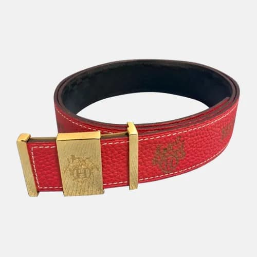 Gucci 2019 Mens Box Logo Steel Buckle Leather Belt… - 1