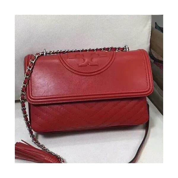Tory Burch 2018 Leather Red Chain Shoulder Bag,28c… - 1