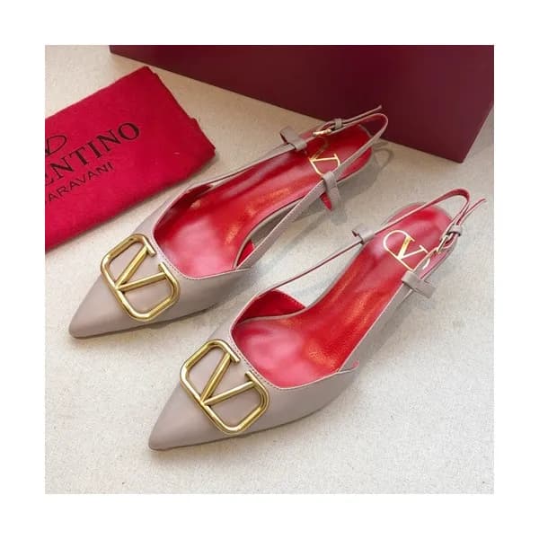 Valentino 2019 Ladies Leather Middle Heel Slingbac… - 1