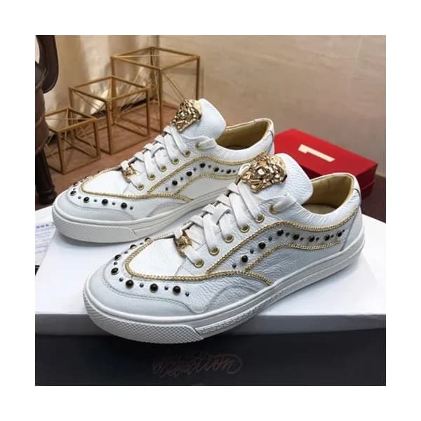 Versace 2019 Mens Leather Sneakers - 베르사체 2019 남성용… - 1