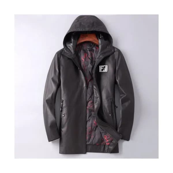 Fendi 2019 Mens Casual Zip-up Duck Down Leather Ja… - 1