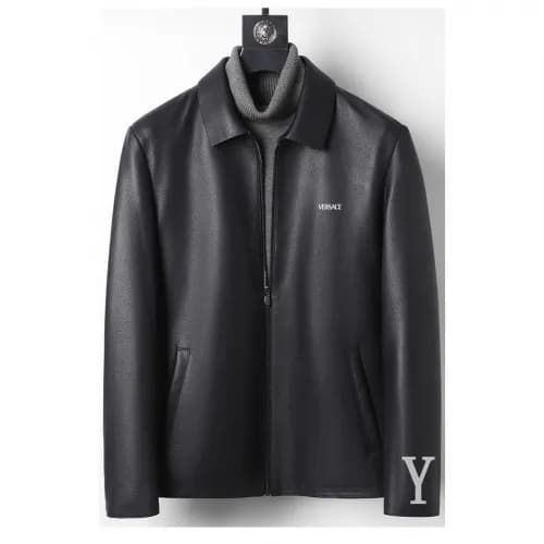 [베르사체]Versace 2020 Logo Mens Casual Leather Jacket… - 1
