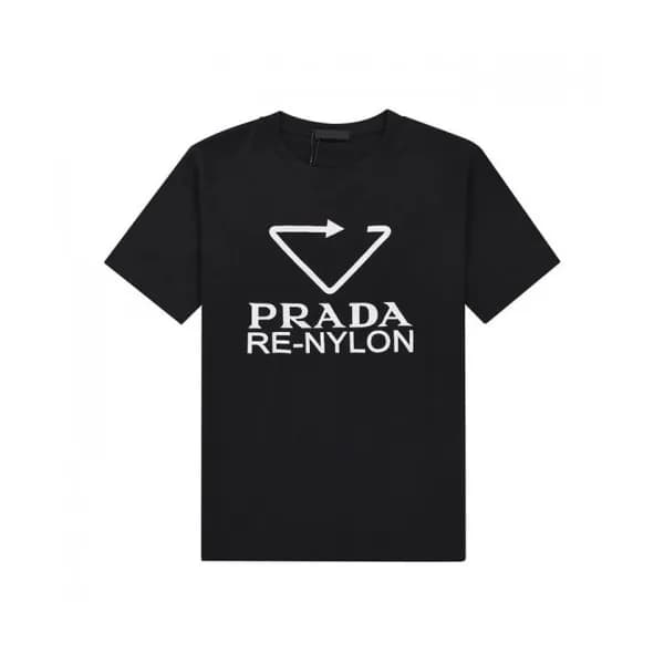 Prada Mens Basic Logo Short Sleeved Tshirts Black… - 1