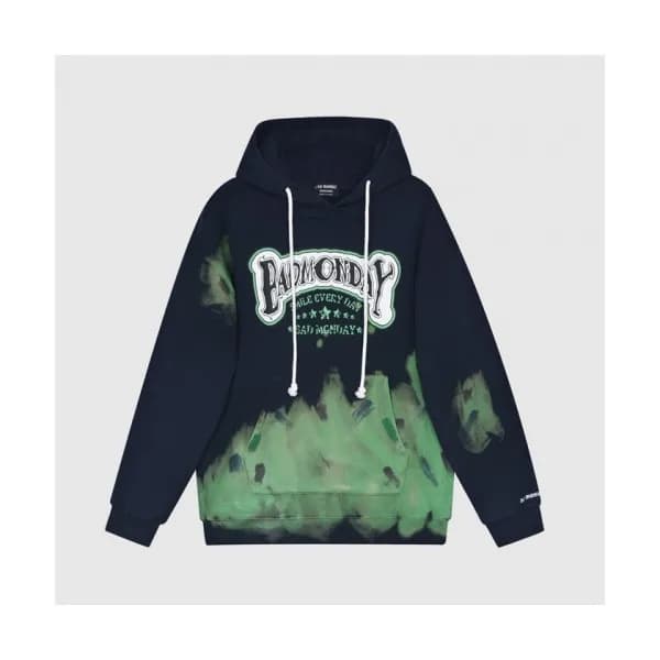 BAD MONDAY Mm/Wm Logo Oversize Cotton Hoodie Bla… - 1