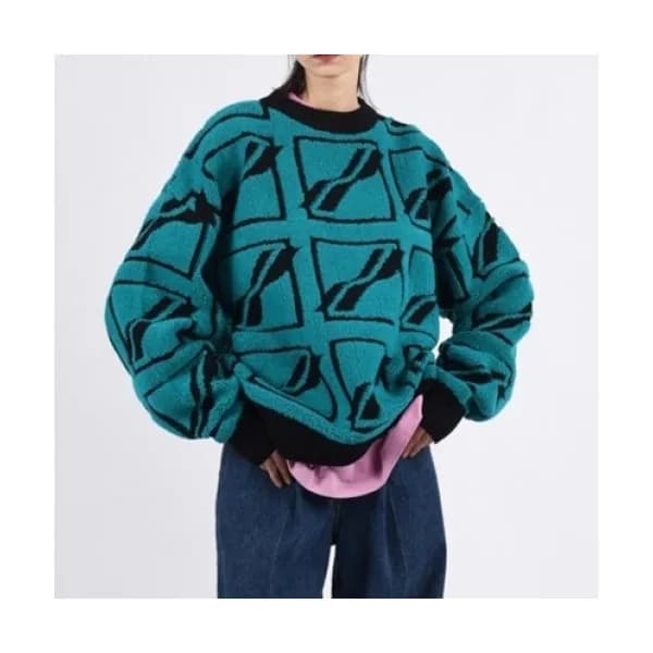 WELLDONE Mm/Wm Retro Logo Crew-neck Sweaters Blue… - 1