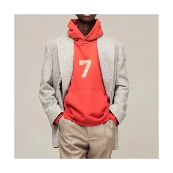 Fear of god Mm/Wm Logo Oversize Cotton Hoodie Red… - 1