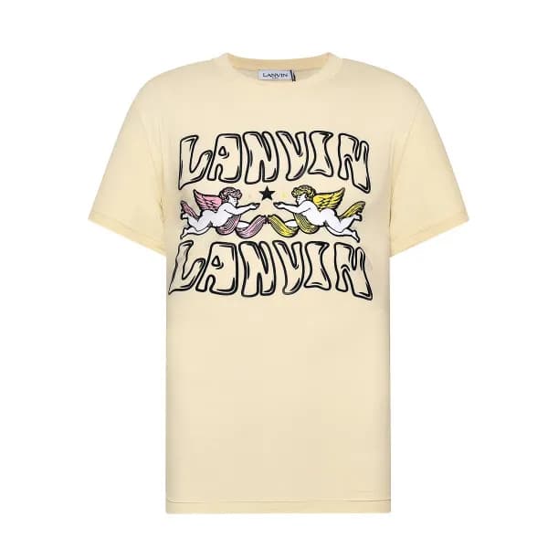 랑방 남자 이니셜 아이보리 반팔티 - LANVIN Mens Ivory Tshirts - l… - 1