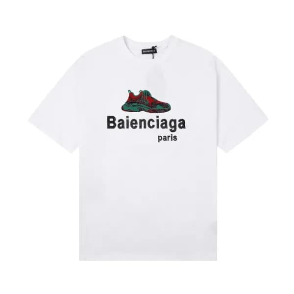 발렌시아가 남성 크루넥 화이트 반팔티 - Mens White Tshirts - bal013… - 1