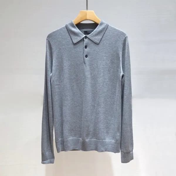 제냐 남성 모던 그레이 폴로 스웨터 - Mens Gray Sweaters - zeg0384… - 1