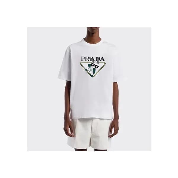 프라다 남성 크루넥 화이트 반팔티 - Mens White Tshirts - Pra02734… - 1