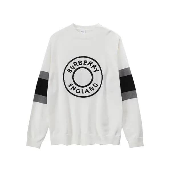 버버리 남성 크루넥 화이트 니트 - Burberry Mens White Knits - bu… - 1