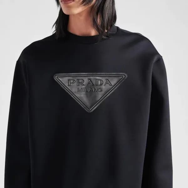프라다 남/녀 크루넥 블랙 맨투맨 - Prada Unisex Black Tshirts - … - 1