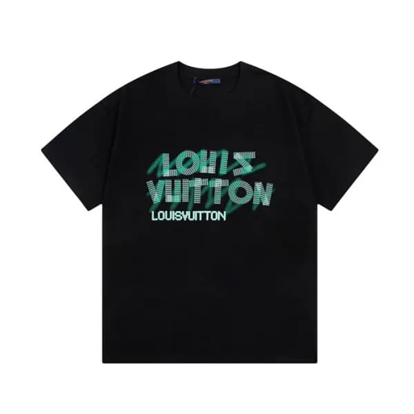루이비통 남성 블랙 크루넥 반팔티 - Louis vuitton Mens Black Tshi… - 1