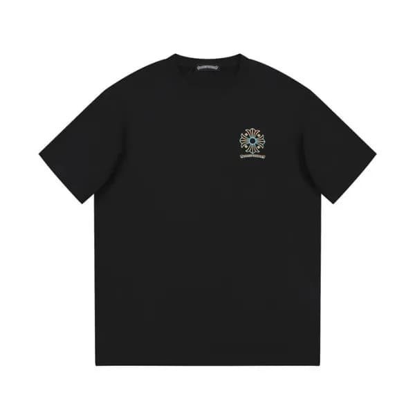 크롬하츠 남성 블랙 크루넥 반팔티 - Chrom Hearts Mens Black Short… - 1