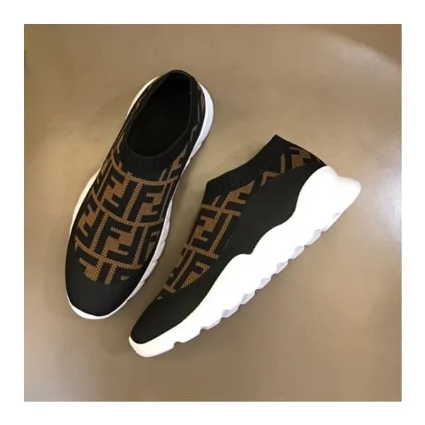 펜디 남성 이니셜 브라운 스니커즈 - Fendi Mens Brown Sneakers - f… - 1