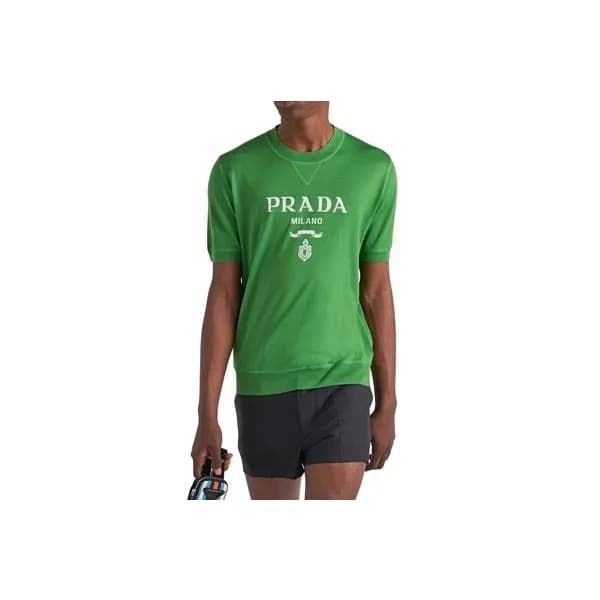 프라다 남성 크루넥 그린 반팔티 - Prada Mens Green Short sleeved… - 1