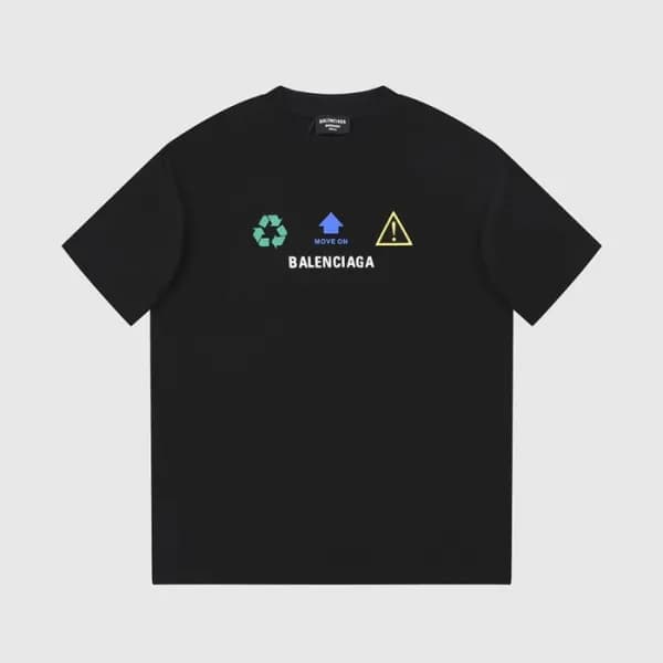 발렌시아가 남성 크루넥 블랙 반팔티 - Balenciaga Mens Black Short … - 1