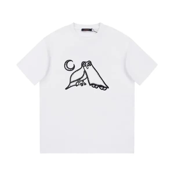 루이비통 남성 화이트 크루넥 반팔티 - Louis vuitton Mens White Sho… - 1