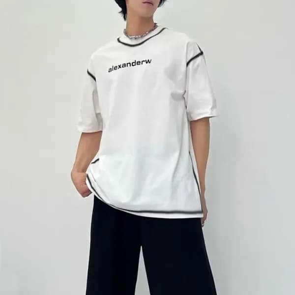 알렉산더왕 남성 화이트 반팔티 - Alexander wang Mens White Short… - 1