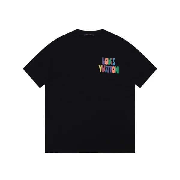 루이비통 남성 블랙 크루넥 반팔티 - Louis vuitton Mens Black Shor… - 1