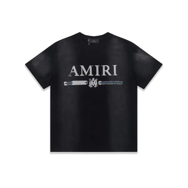 아미리 남성 블랙 크루넥 반팔티 - Amiri Mens Black Short sleeved… - 1