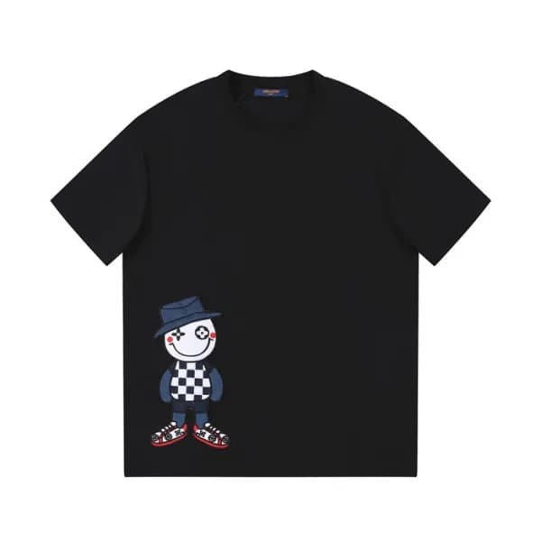 루이비통 남성 블랙 크루넥 반팔티 - Louis vuitton Mens Black Shor… - 1