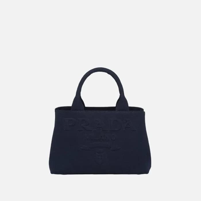 프라다 여성 엠보스드 로고 캔버스 토트백 - Prada Womens Black Tote B… - 1