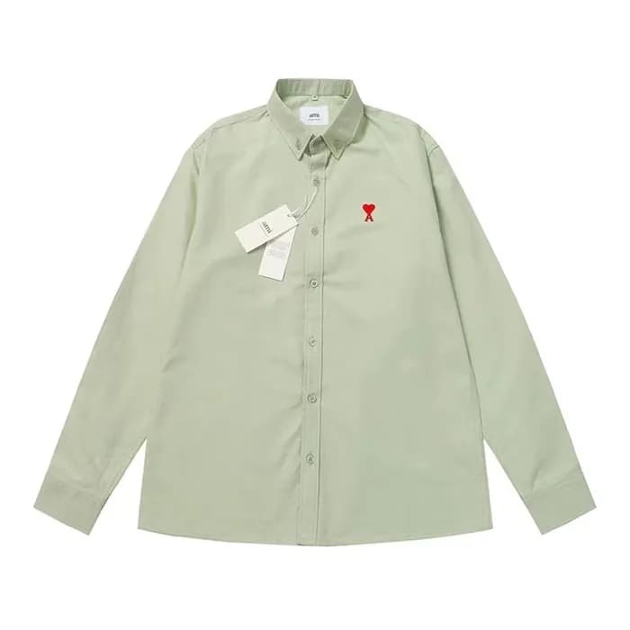 아미 남성 그린 셔츠 - Ami Mens Green Shirts - amc250x - 1