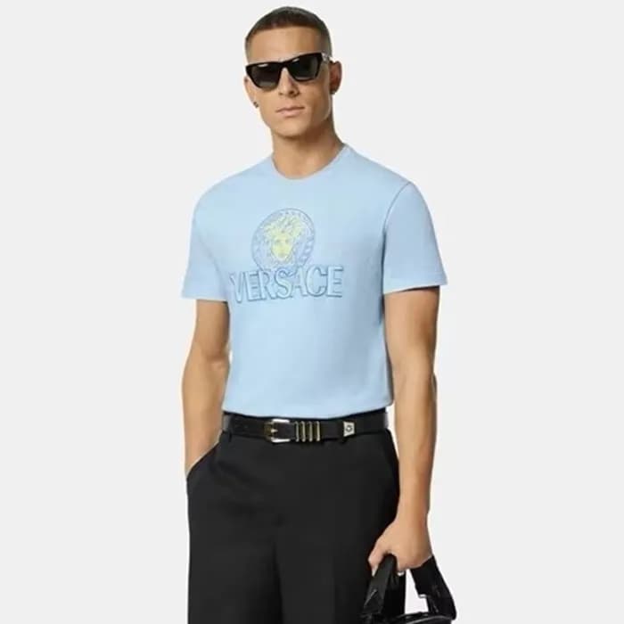 베르사체 남성 스카이블루 티셔츠 - Versace Mens Skyblue Tshirts -… - 1
