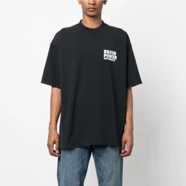 베트멍 남/녀 블랙 반팔 티셔츠 - Vetements Unisex Over Size Tsh… - 1