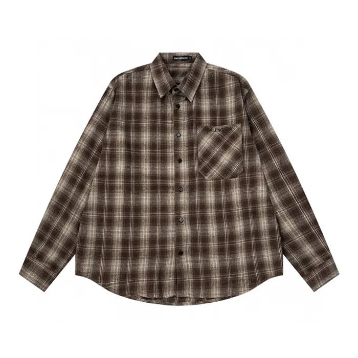 발렌시아가 남성 체크 셔츠 - Balenciaga Mens Flanner Shirts - … - 1