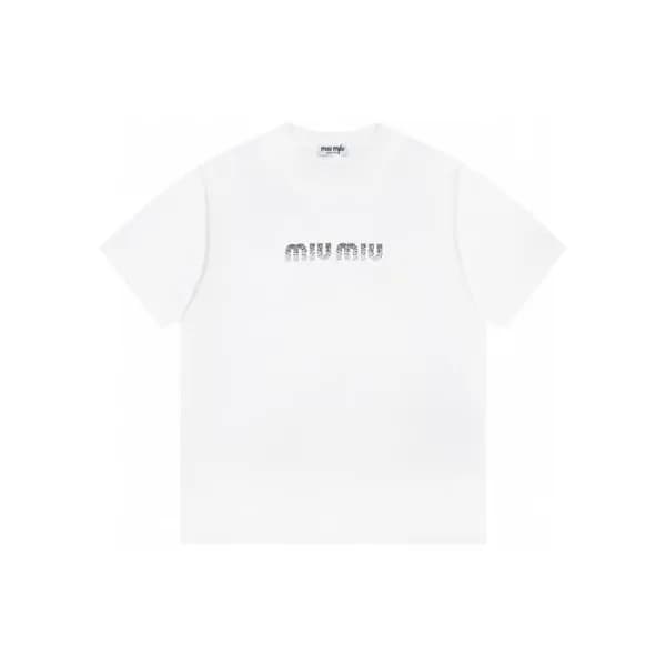미우미우 남/녀 라운드 반팔 티셔츠 - Miumiu Unisex Round Tshirt -… - 1