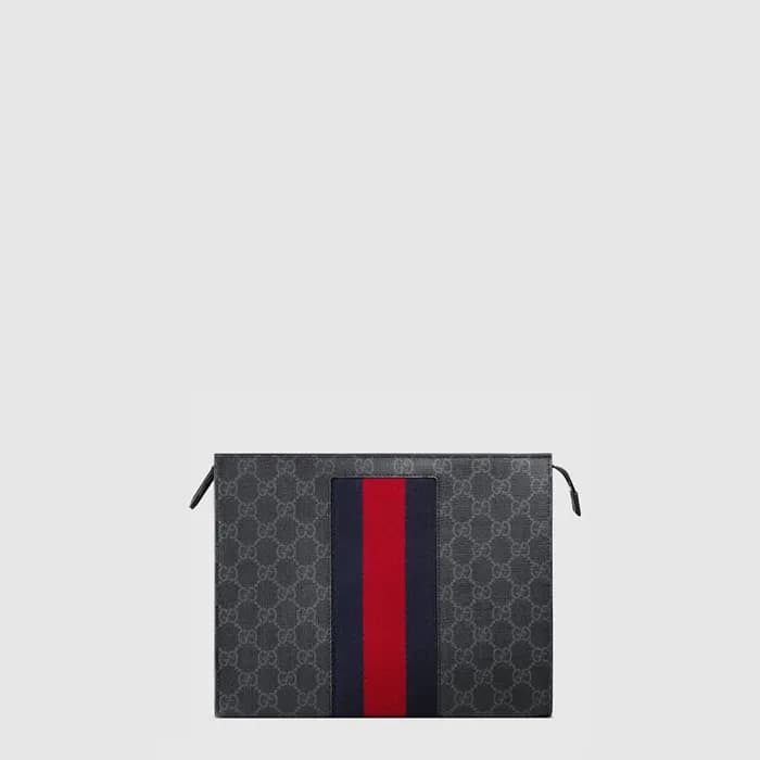 구찌 남성 GG 수프림 캔버스 웹 파우치 - Gucci Mens GG Supreme Can… - 1