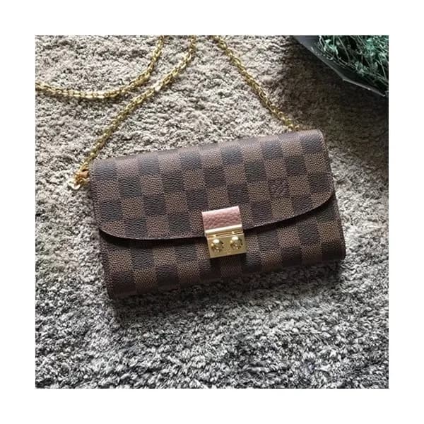 Louis Vuitton Damier Croisette Chain Wallet Shoude… - 1