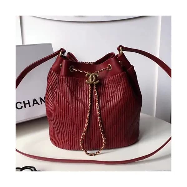 Chanel Women Leather Bucket Tote Shoulder Bag ,25C… - 1