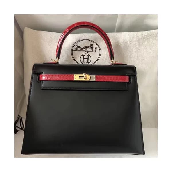 Hermes Kelly Box Leather Tote Shoulder Bag ,25cm -… - 1